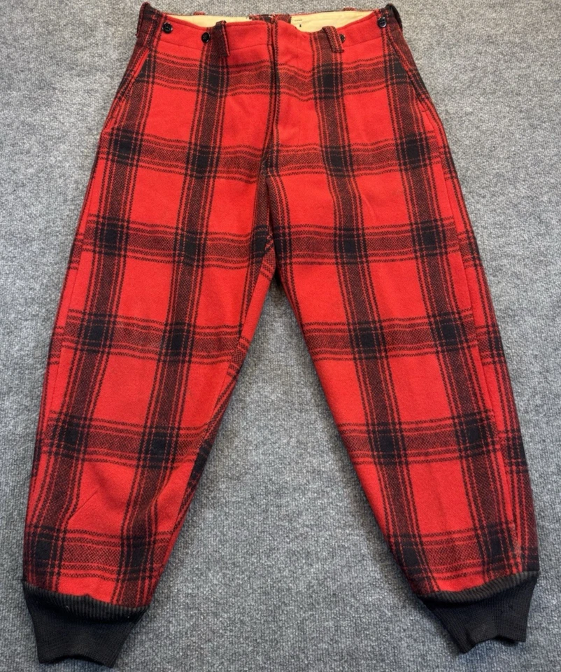 Vtg 1950s-60s Pine Crest Buffalo Plaid Wool Hunting Pants 36x28 - Image 1 of 4