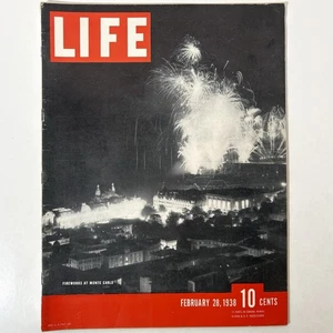 Life Magazine Vintage February 28 1938 Fireworks At Monte Carlo Pre-WWII Ads - Imagen 1 de 9