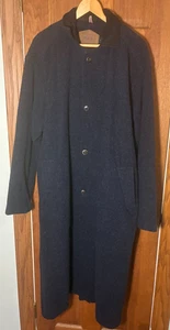 NOS Vintage Woolrich Wool Blend Overcoat Size 42 Large Navy Heather MINT! - Picture 1 of 7