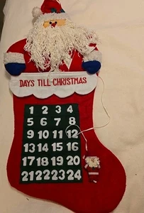 Calza Calendario Avvento Natale Babbo Natale Conto alla Rovescia Grande 28” Con Tasche Regalo - Foto 1 di 15