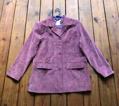 Jessica Holbrook Mujer M Morado Claro Lavable Botón Cuero Genuino Chaqueta  Foto 1 de 4