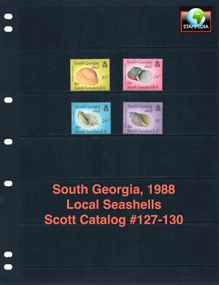 $5.90 Scott Value - 1988 SOUTH GEORGIA Seashells Antarctica CV MNH NH UMM - Image 1 of 4