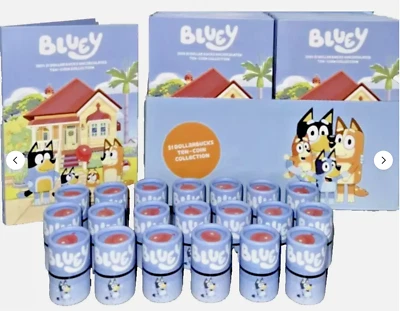 Australia BLUEY $1 DollarBucks SEALED Tube 10-Coin Folder Set 1-10 Colour Chance Foto 1 de 4
