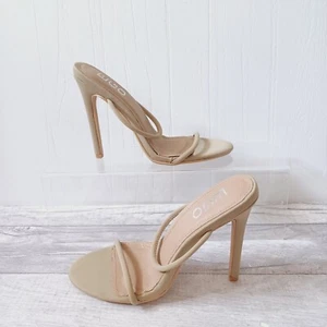 EGO Strappy Sandals Size 5 Beige Heel Shoes Slip On Stiletto Party Occasion Wear - Picture 1 of 11
