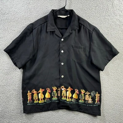 Vintage Da Vinci Shirt Mens XL Black Polyester Loop Collar Camp Hawaiian Tiki - Image 1 of 4