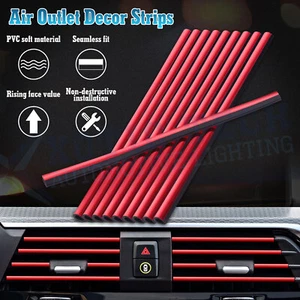 10pcs RED Car Air Conditioner Vent Outlet Chrome PVC U Shape Moulding Trim Strip - Picture 1 of 13