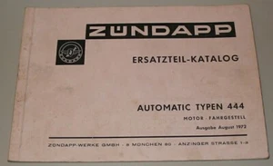 Ersatzteilkatalog Zündapp Automatic Typen 444 Catalogue of Spare Parts 08/1972! - Imagen 1 de 1