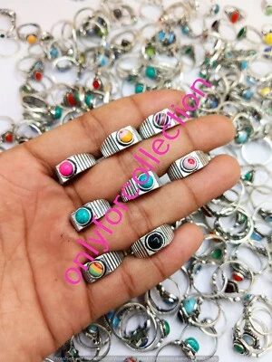 Lote de anillos al por mayor enchapados en plata de ley 925 con piedras preciosas turquesa y mezcla joyas Foto 1 de 3