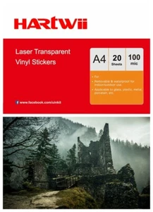 A4 Laser Print Clear Transparent Vinyl Waterproof Sticker Film 20Sheeet Hartwii - Picture 1 of 8