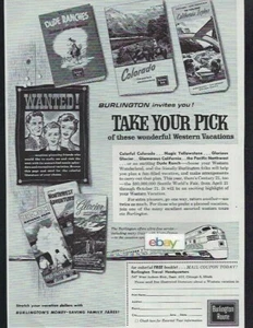 BURLINGTON ROUTE 1962 ESTE AÑO FERIA MUNDIAL SEATTLE TOMA TU ELECCIÓN TOURS ANUNCIO - Imagen 1 de 1