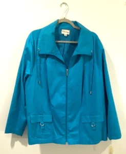 Studio Works Jacket Size 3x Woman Plus NWT Full Front Zipper Two Pockets Teal - Picture 1 of 12