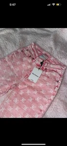 Juicy Couture Pink Monogram Denim Jeans New M - Picture 1 of 9