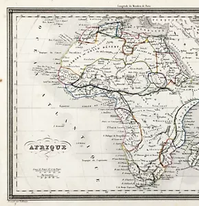 1845 AFRICA Map ORIGINAL (10x7.5) Alexandre Vuillemin EGYPT CAPE COLONY - Picture 1 of 3