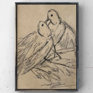 Bird Art Bird Drawing Bird Sketch Liner Ink Pencil Art Original Signed Art 4x6” - Picture 1 of 10