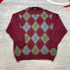 VTG Peter Scott Cashmere Scotland Argyle Sweater Extra Large Red Outdoors 90s - Picture 1 of 15