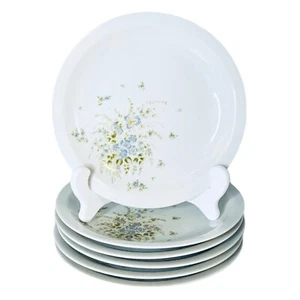 6 Vintage Bareuther Waldsassen Bavaria Germany 143 Blue Floral Salad Plates NEW - Picture 1 of 8