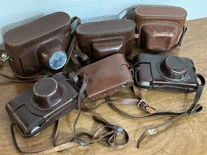 Vintage Kodak Agfa SFM Brown Leather Eveready Camera Case Lot of 6 with straps - Picture 1 of 3