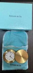 TIFFANY & Co Round Swivel Top Desk Travel Alarm Clock w/Date.works - Picture 1 of 8