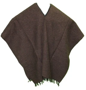 EXTRA WIDE Mexican PONCHO - SOLID Dark Brown - ONE SIZE FITS ALL BIG AND TALL - Picture 1 of 1