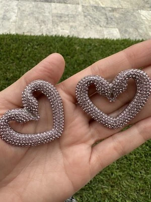 Brincos de cristal Swarovski coração tom rosa grande - Imagem 1 de 4