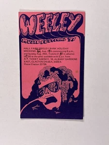 Weeley Music Festival Ticket T.Rex Rory Gallagher Rod Stewart Original 1971 - Picture 1 of 12