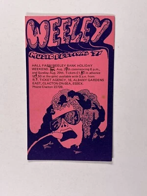 Weeley Music Festival Ticket T.Rex Rory Gallagher Rod Stewart Original 1971 - Image 1 of 4