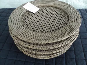 6 x Flamingo Road Rattan Underplates. Old Grey colour. 32cm diameter. FREE POST. - Picture 1 of 5