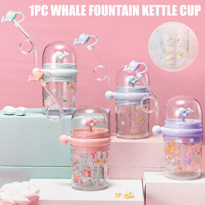 250ml Kids Whale Spray Water Drink Bottle Feeding Cup With Straw Cute Cartoon AU • 11$
