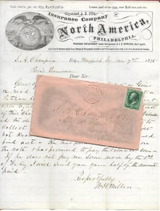 1875 Cover Mayfield NY to Paris Tennessee North America Insurance Philadelphia - Picture 1 of 2