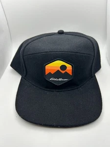 Eddie Bauer Hat Mens Snapback Black One Size 5 Panel Wool Cap Outdoors Hiking - Picture 1 of 6