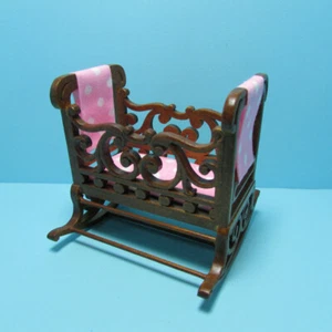 Dollhouse Miniature Victorian Nursery Cradle Walnut Platinum Collection P6427 - Picture 1 of 4