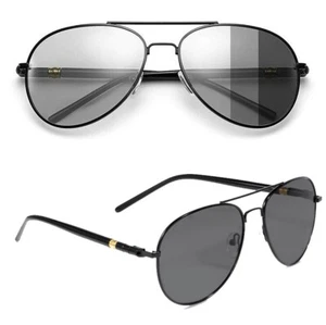 Men Military Style Polarized Pilot Aviator Sunglasses Large 60mm Frame with Case - Picture 1 of 8