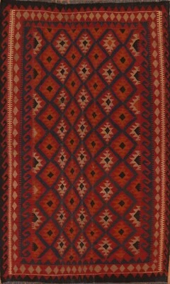 Geometric Pakistani  6x10 Reversible Kilim Area Rug Wool Hand-Woven Carpet - Image 1 of 4
