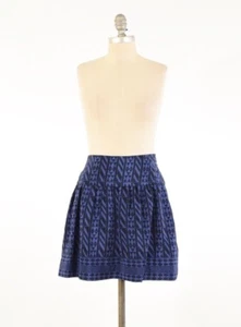 Madewell Skirt 4 Blue Geometric-Print Silk Crepe De Chine A-line Mini - Picture 1 of 5