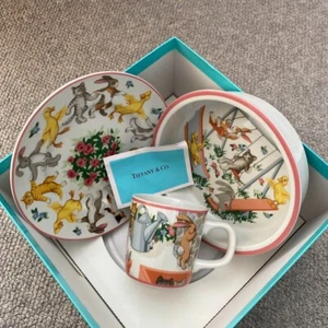 Tiffany Baby Tableware Set Of 3 Mug plate deep plates Gift Unused - Picture 1 of 10