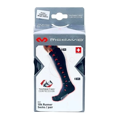 Mcdavid Targeted Compression 10k Runner Socks/pair Small - Charcoal/Br. Yellow - Image 1 of 4