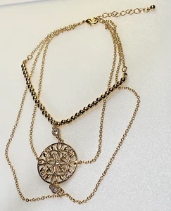 Avon Anklet Sandal Bracelet Foot Decor Gold Metal Medallion Rhinestone Diamante - Picture 1 of 15