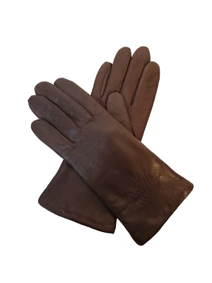 VTG Fownes Womens Brown Leather Wrist Gloves SZ 7 Driving Polyester Knit Lined - Image 1 of 4