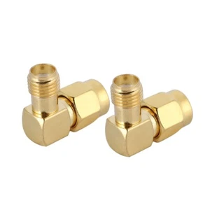 2PCS SMA Female To SMA Male 90 Degree Elbow Connector Adapter For RF Fit - Picture 1 of 7