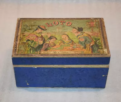 Vintage Loto Game with Wood Box and Pieces and Glass Markers C. à Paris - Image 1 of 4