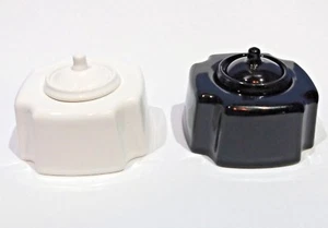 Ceramic Porcelain Calligraphy inkwell with lid, ink pot dip pen (black OR white) - Picture 1 of 13