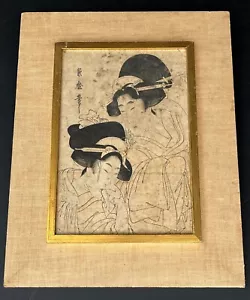 19th Century Kitagawa Tsukimaro "After the bath" Orig. Woodblock Print. 1800's - Picture 1 of 12