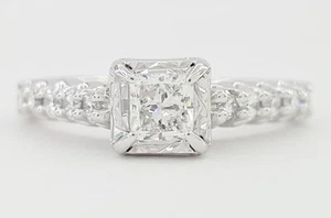 Princess Brilliant Cut Diamond Engagement Ring 14k White Gold 0.79 ct Rtl $2,995 - Picture 1 of 8