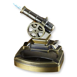 Cigars Ashtray Cannon Table Jet Refillable Lighter Cigarettes Ash Tray - Foto 1 di 6