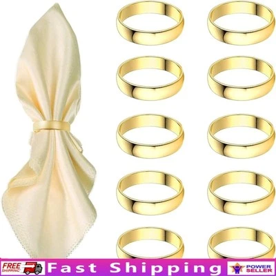 Juego de 10 servilleteros dorados de acero inoxidable metal decoración de mesa boda fiesta nuevo Foto 1 de 4