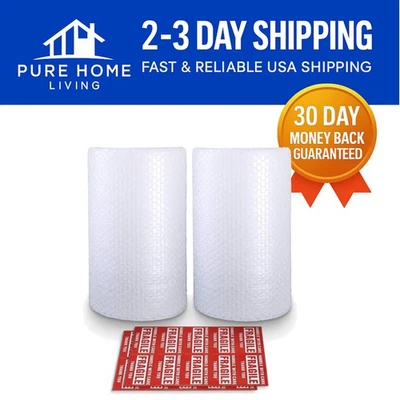 Bubble Cushioning Wrap Rolls - 3/16" x 12" x 72' with Fragile Stickers - Image 1 of 4