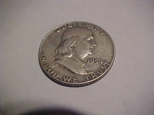 1954-D  90% Silver Franklin Half Dollar 1/2 dollar  Circulated  condition - Picture 1 of 2