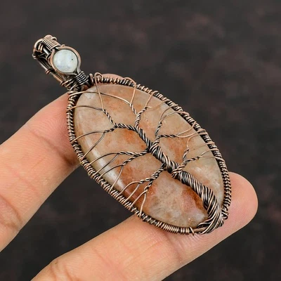 Venta de Halloween Piedra solar de cobre Piedra preciosa Arco iris Piedra lunar Madre Colgante Joyería Foto 1 de 4