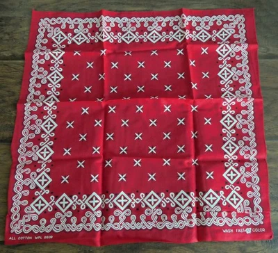 Nuevo de Lote Antiguo Bandana Marca Tiger Rojo WPL 9930 Lavado Color Rápido Nudo Logo Todo Algodón EE. UU. Foto 1 de 3