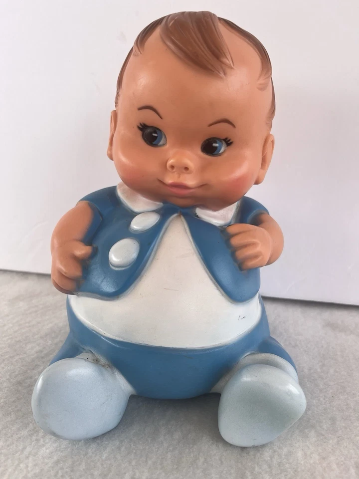 De colección Uneeda Doll Co. Inc. 1967 Plum Pees Rubber 8 pulgadas Blue Baby Boy 20083 Foto 1 de 4
